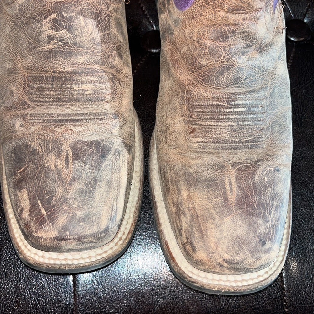 Shyanne women purple burnish western cowgirl boots brown purple square toe 7M - Picture 8 of 13